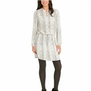 Hilary Radley Women's Printed Tunic Dress Soft Snake Skin White Size Medium